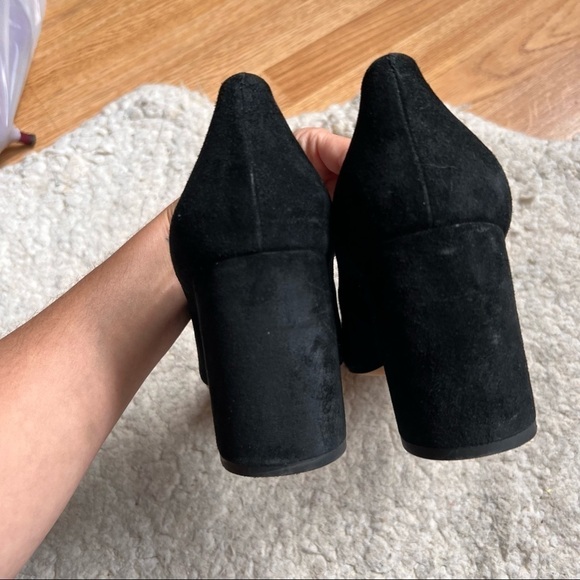 1.STATE. Black Suede Pointed Toe Rounded Block Heeled Saffy Pump Size 12 - Picture 7 of 11